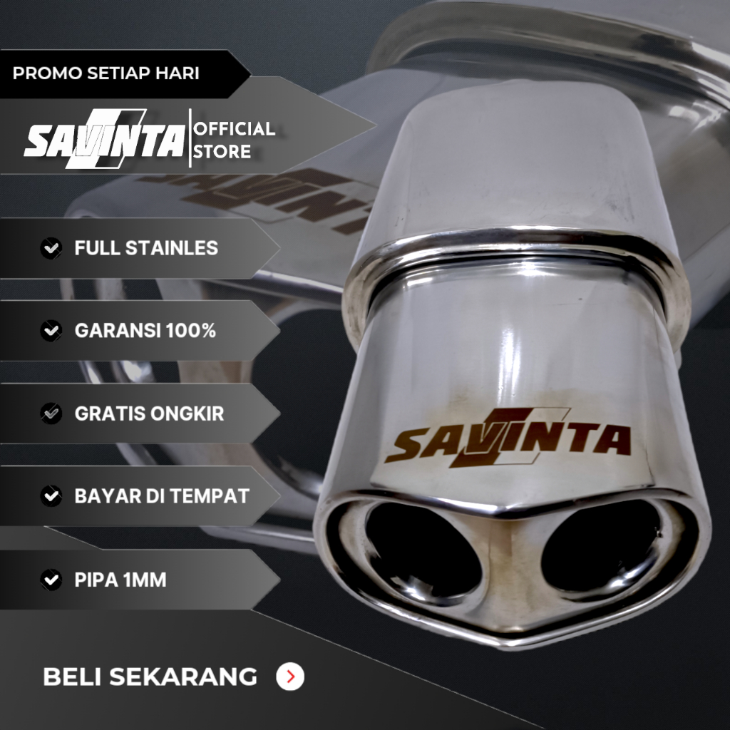 Savinta Knalpot Racing Mobil Manual Matic KMC Full Stainles - Muffler Suara Bass Adem Bulat Empuk - 