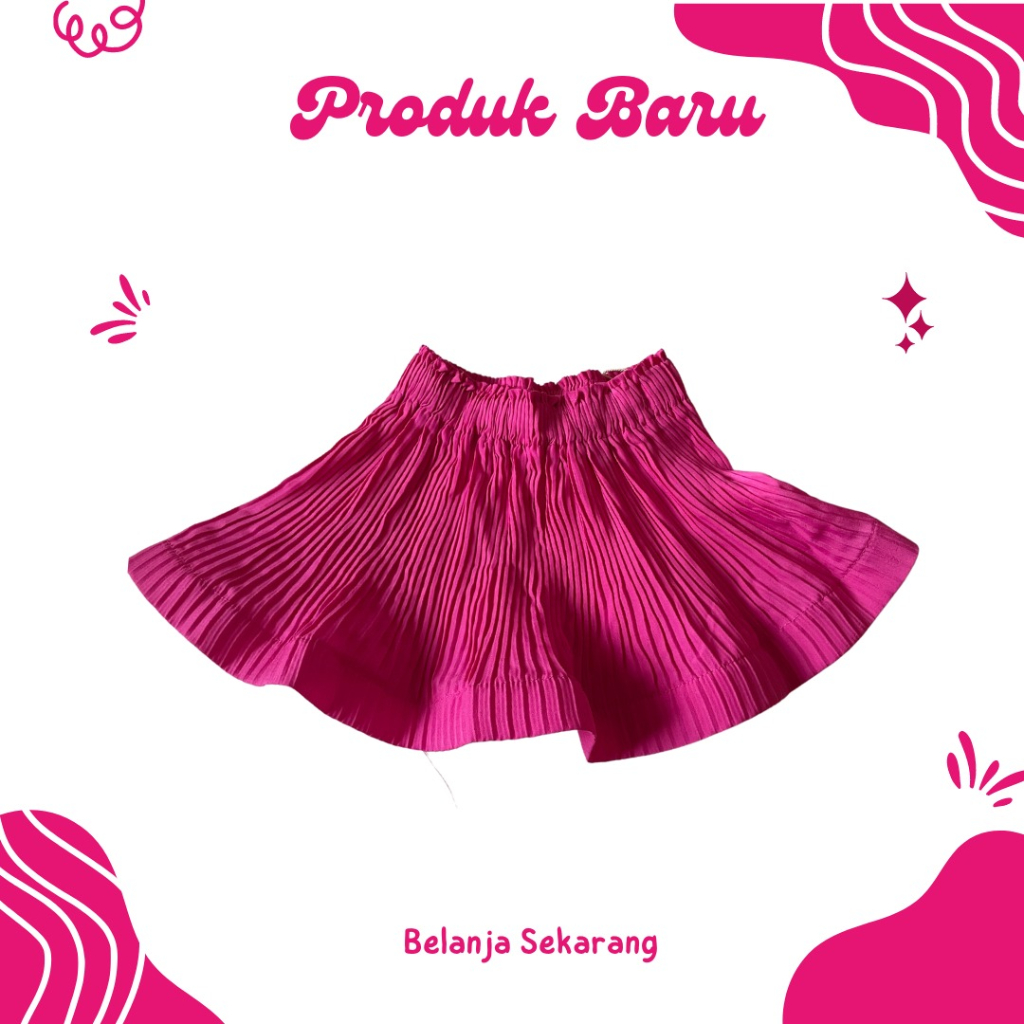 Rok pink anak impor/rok plisket anak