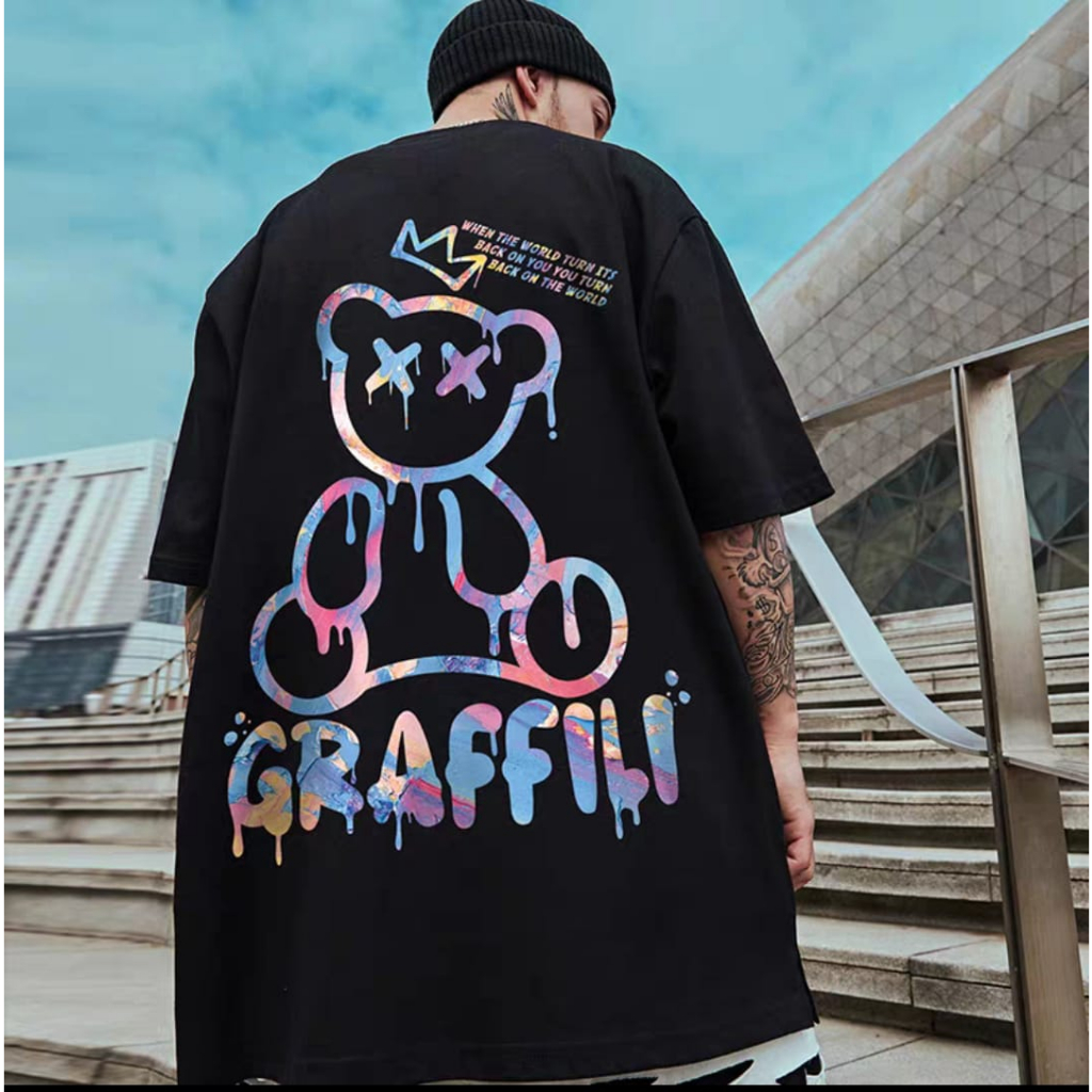 Oversize tee - Oversize T-shirt Pria Graffili Bear