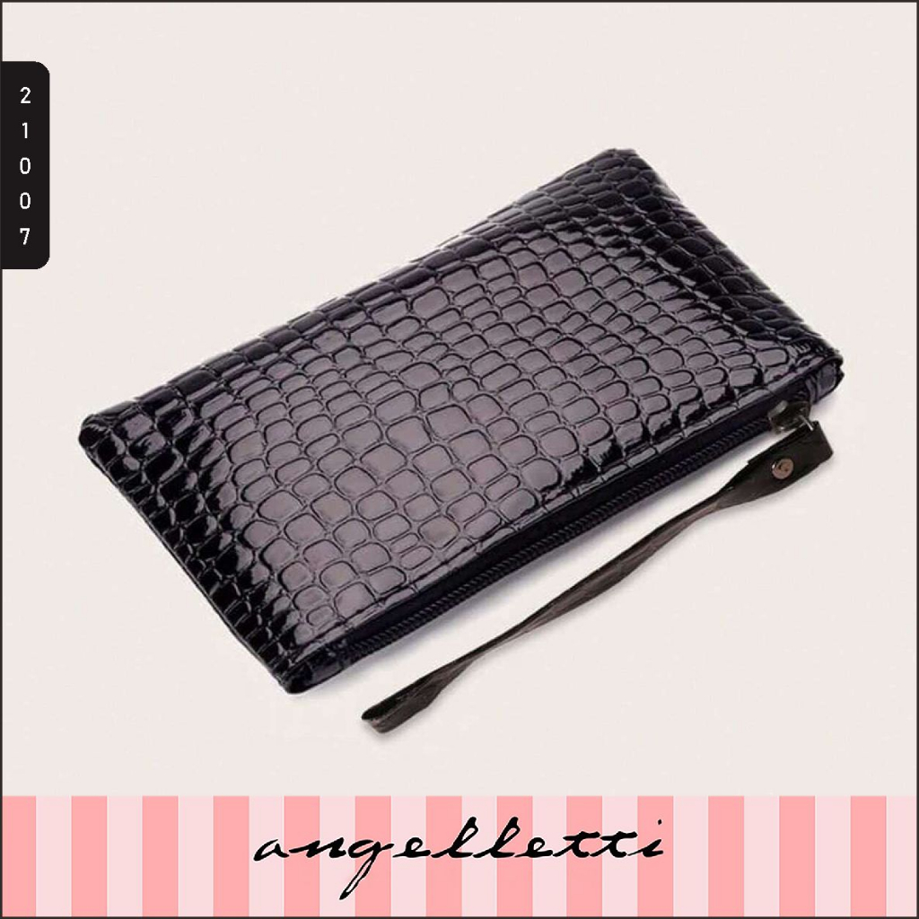 Tas Dompet HP Crocodile Embossed Resleting Wrislet Premium Black CS