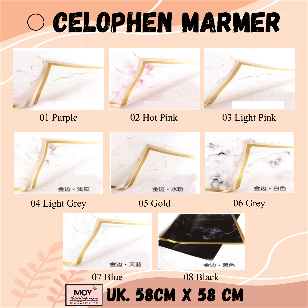 

(1Lembar) Flower Wraping Cellophane Marmer / Kertas Buket Celophane Marmer