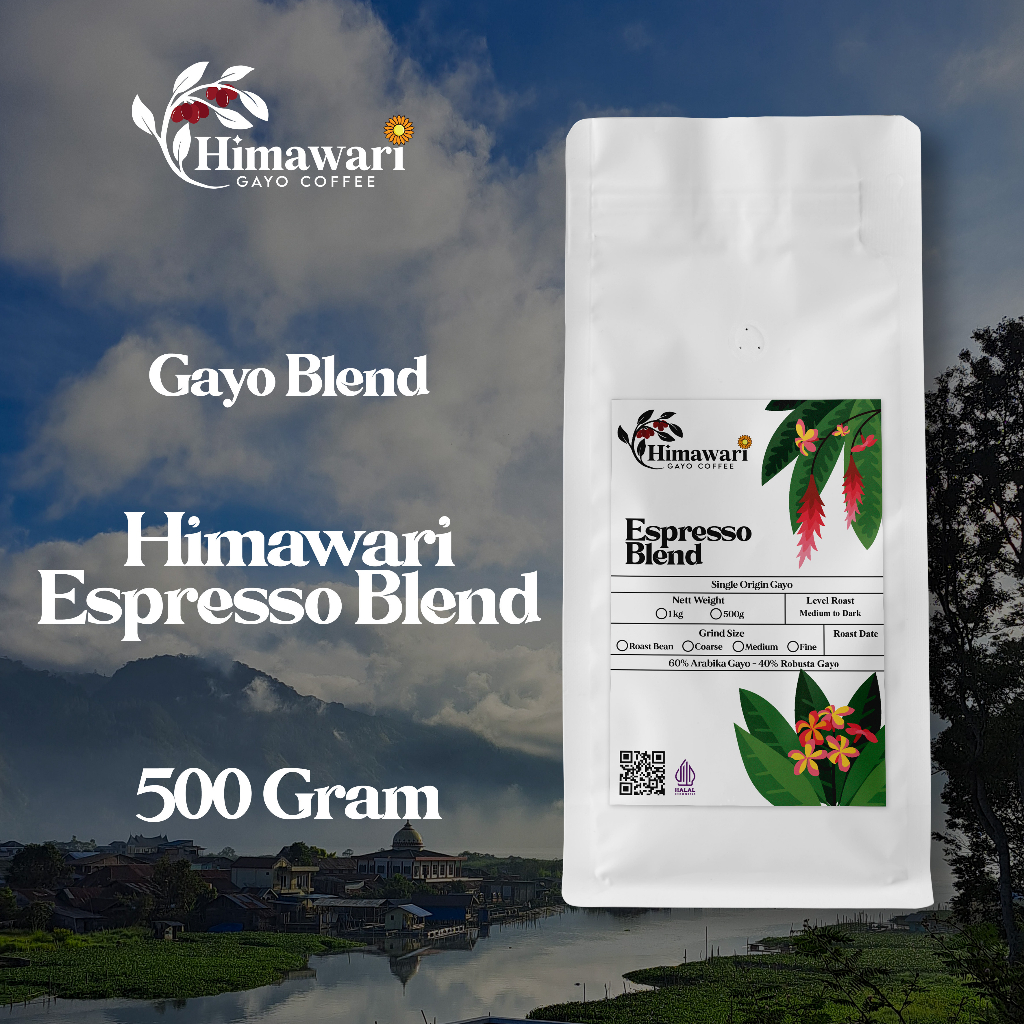 

Himawari Kopi Gayo Aceh Espresso Blend Roast Bean dan Bubuk Kopi 500g