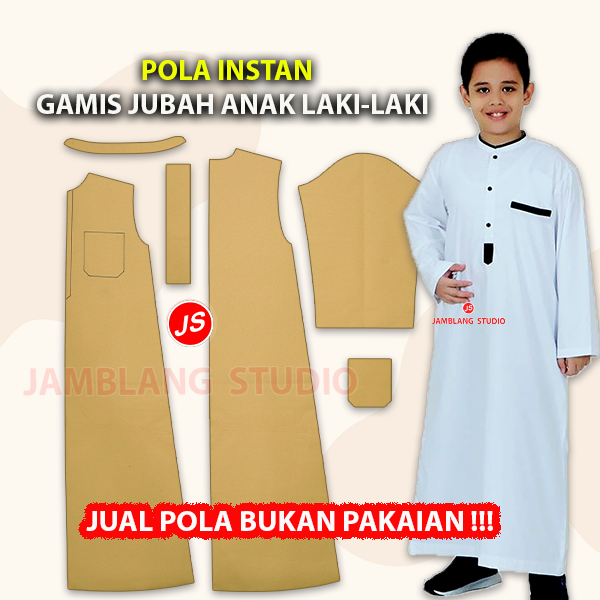 Pola Instan Gamis Jubah  Anak Laki-Laki