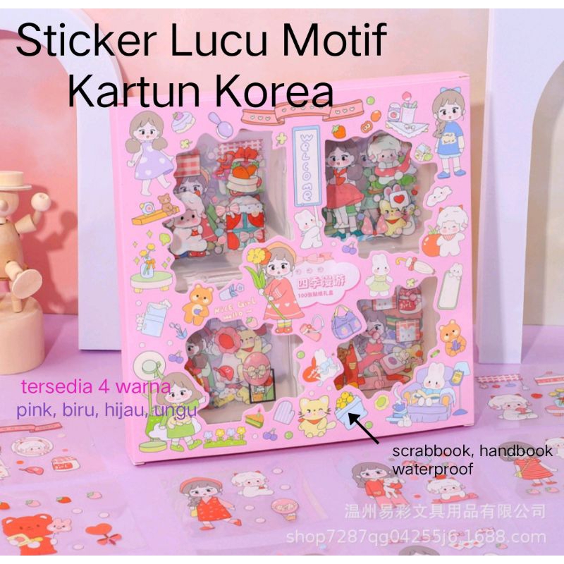

Sticker Scrabbook Waterproof Motif Kartun Korea Lucu