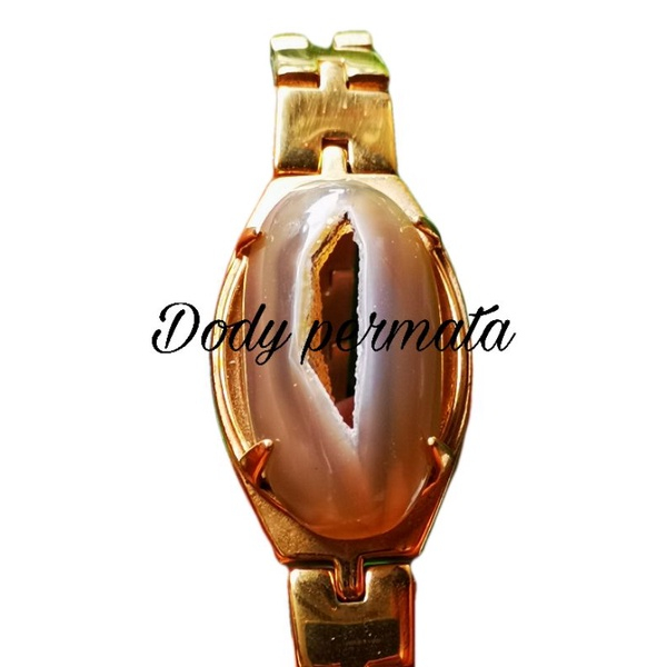 Gelang titanium batu akik asli combong jumbo