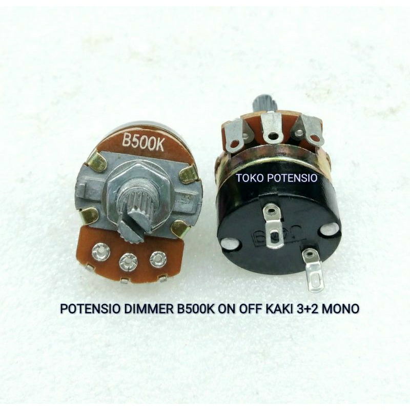 POTENSIO DIMMER B500K ON OFF KAKI 3+2 MONO