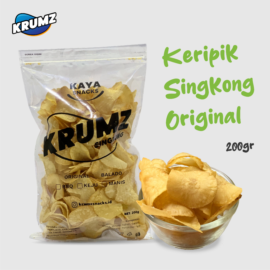 

Keripik SIngkong Asin Gurih Original 200gr Bebas Gluten Krumz Snacks