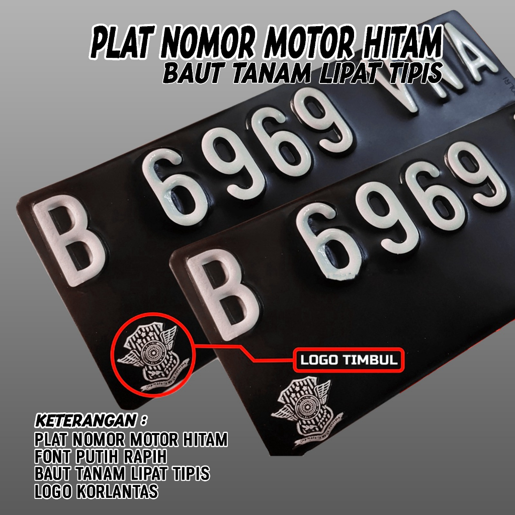 Plat Nomor Motor Baut Tanam Motor Plat Hitam PlatStandar