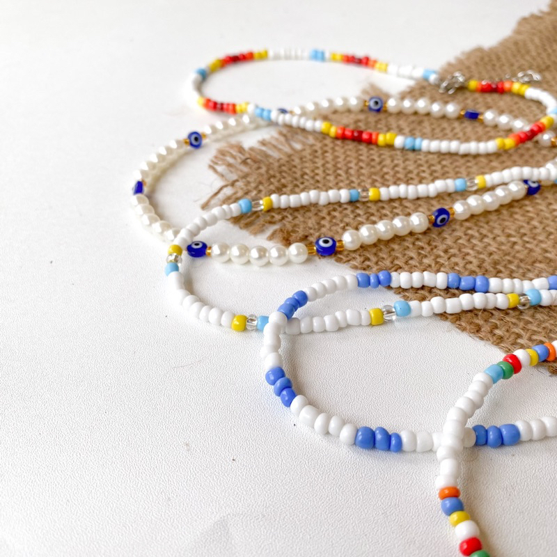 Kalung Chocker Manik Manik Mutiara Mote Korea Beads Necklace Wanita Hijab Aksesoris Fashion