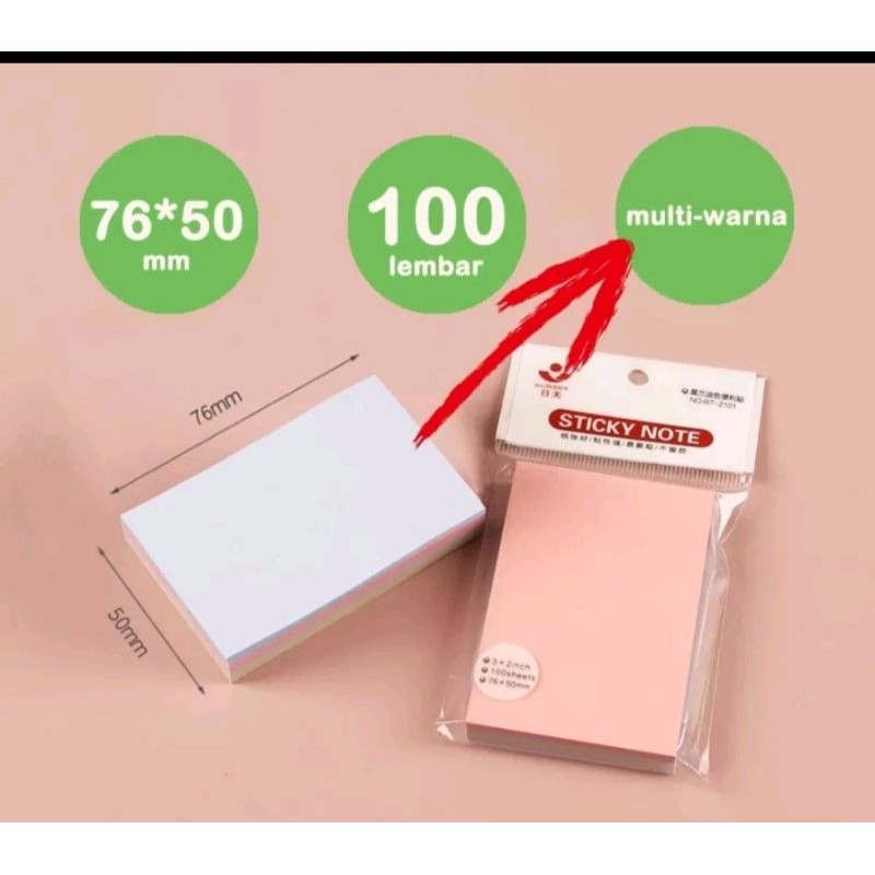 

100lembar Morandi Sticky Note Memo Label Sticker Bookmark Warna Warni