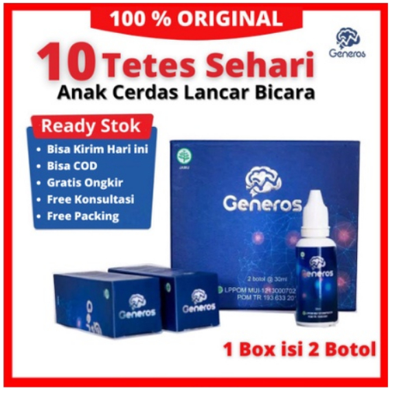 GENEROS Vitamin Otak Anak Garansi 100% Ori Asli 1 Box Isi 2 Botol Membantu Anak Terlambat Bicara Spe