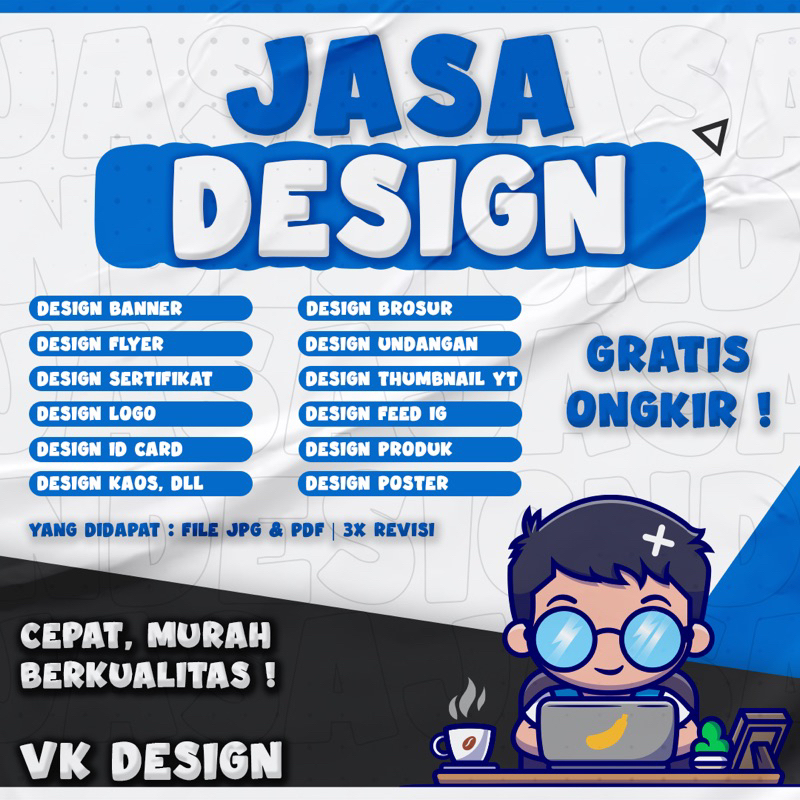 JASA DESAIN MURAH CEPAT BERKUALITAS, DESAIN BANNER, FLYER, SERTIFIKAT, LOGO, ID CARD, BROSUR, KAOS, 