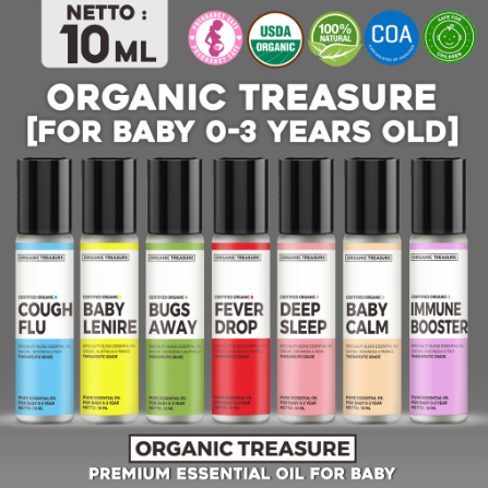 BABY ESSENTIAL OIL THERAPEUTIC GRADE ROLL ON - BY : ORGANIC TREASURE (Baby Oil, Cough Flu, Fever, Im