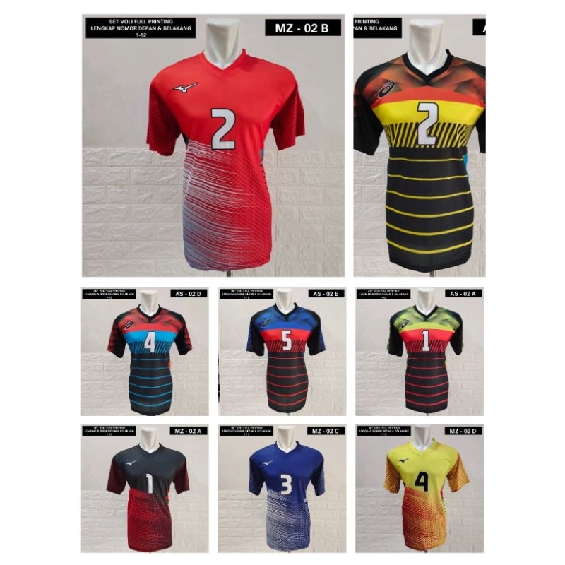 Set Jersey team voli full printing Jersey vollyball MZ ASC lengkap nomor depan belakang pria wanita 
