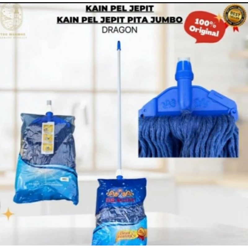 RB pel lantai jepit jumbo gagang panjang/pel dragon jepit gagang panjang