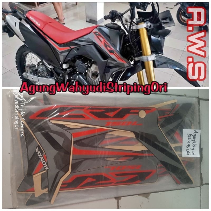 STIKER STRIPING LES BODY MOTOR HONDA CRF 150L 2019 HITAM MERAH TRAIL 150 L 2020 2018
