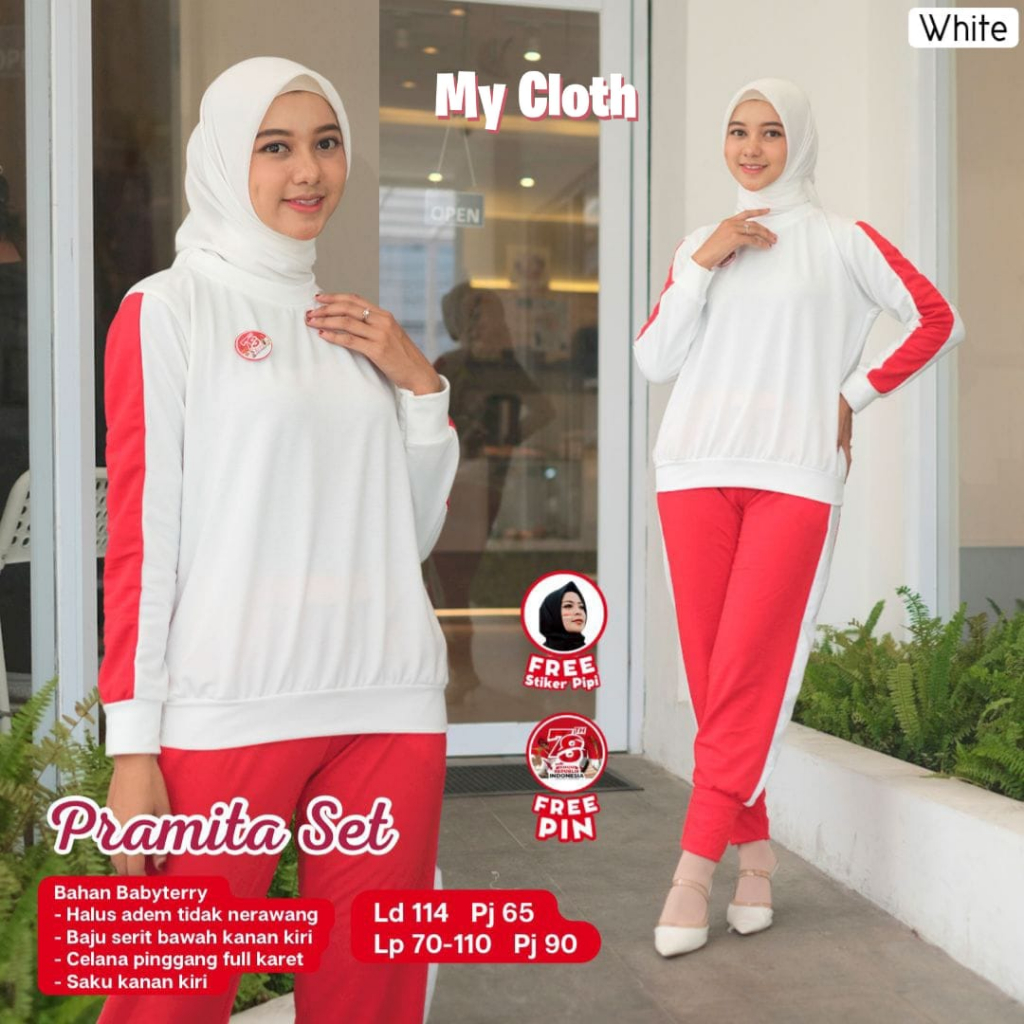 pramita oneset 2in1 setelan stelan set 1set setcel baju merah putih sragam seragam kemerdekaan 17san
