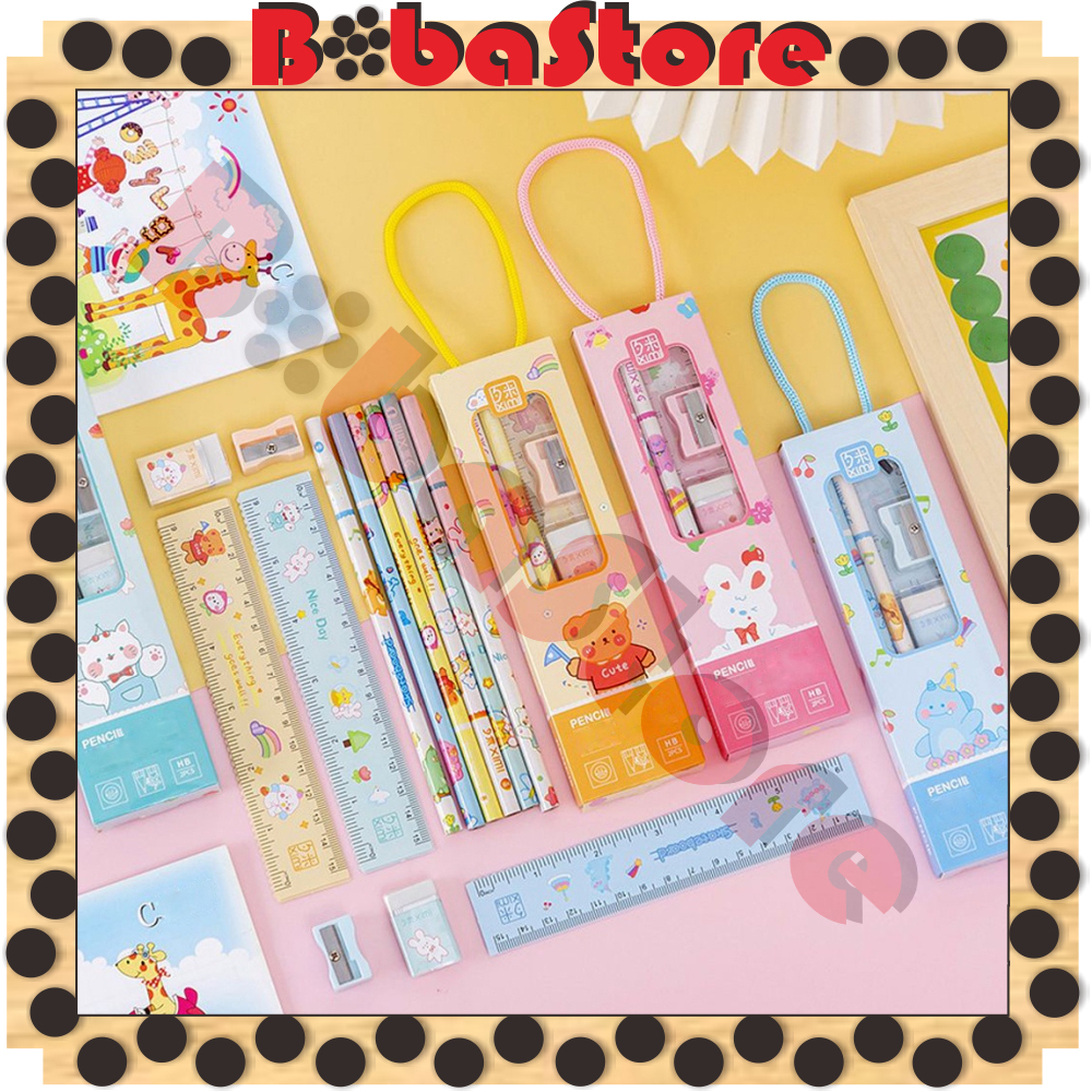

⭐Bobastore⭐ 5in1 SET Alat Tulis Sekolah Karakter Kado Hadiah Ultah Anak Mini Stationery S084
