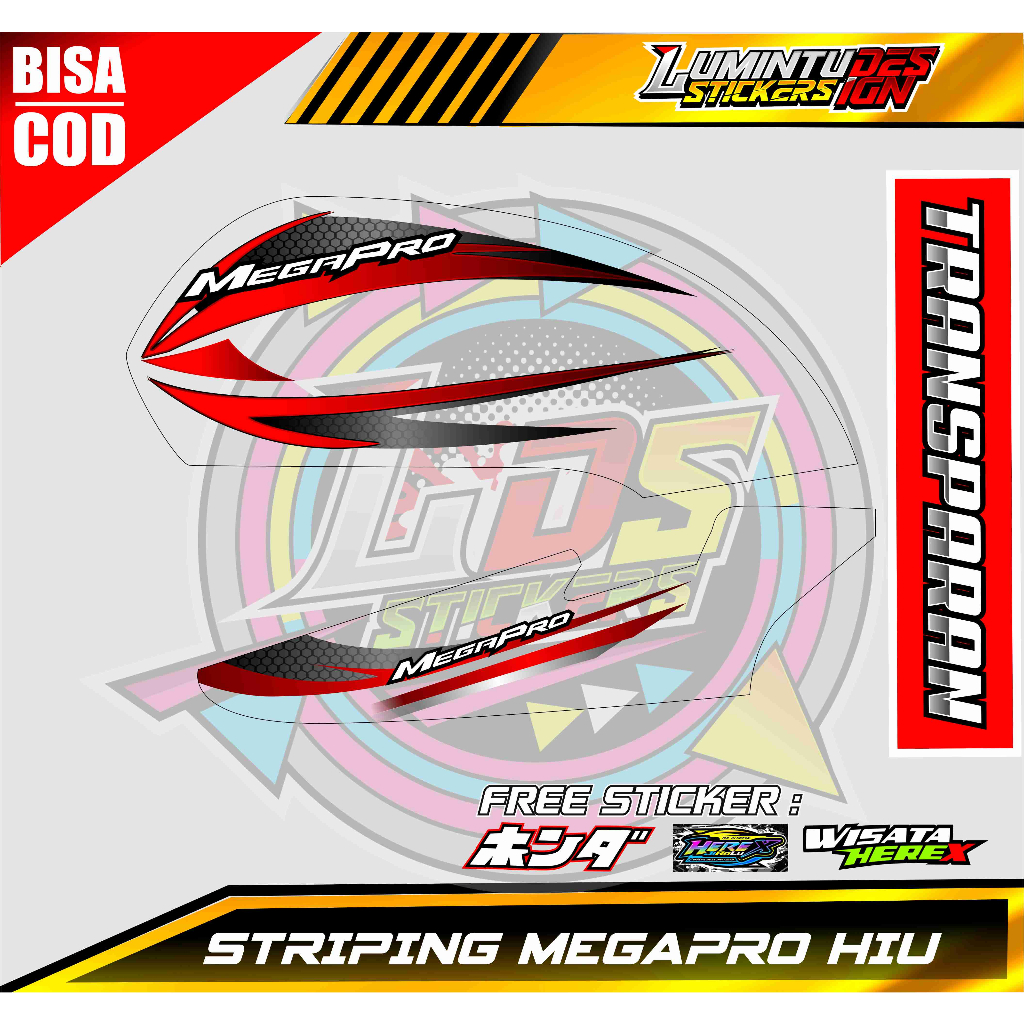 STRIPING VARIASI MEGAPRO HIU TRANSPARAN UV / STICKER LIST VARIASI MEGAPRO HIU