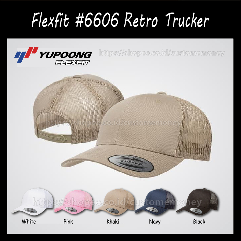Topi Yupoong Flexfit Built Up Retro Trucker Hat 6606 ORIGINAL 100%