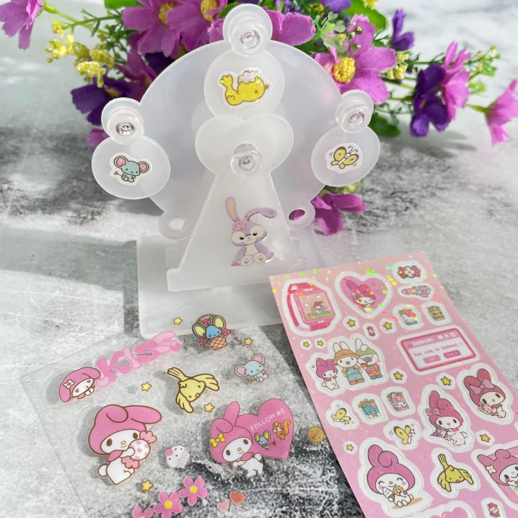 Mainan Susun Miniatur Bianglala SANRIO HS-8066 dapat Pinset + Sticker / Mainan Kreativitas DIY Sanri