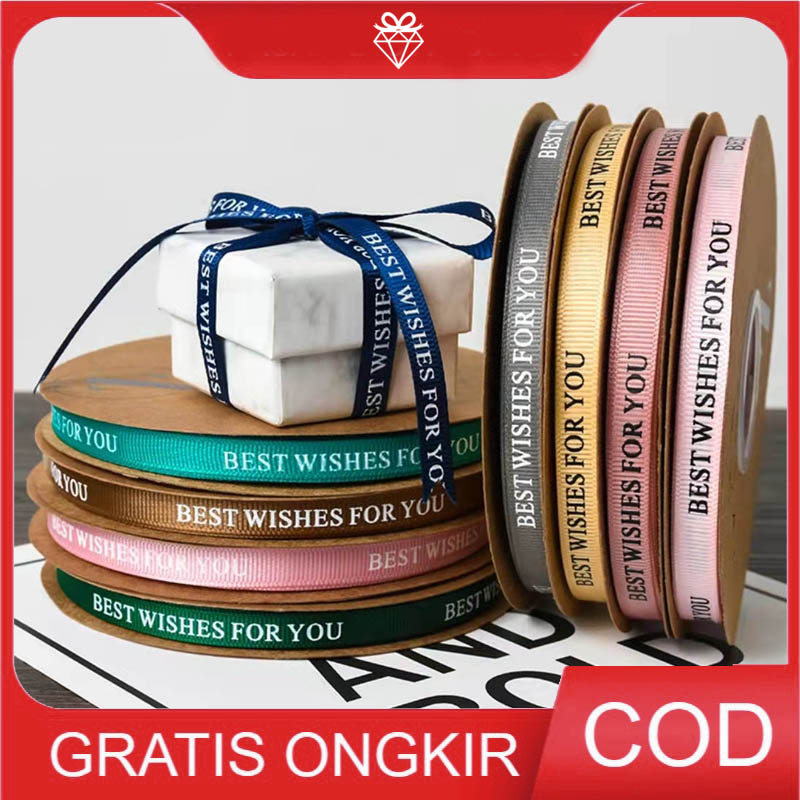 

1 Roll Pita Grossgrain BEST WISHES 1cm - Pita Kotak Kue PS020