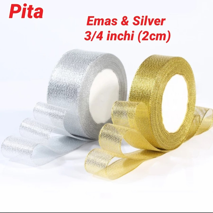 

Pita Glitter Metalik Gold & Silver 1,2cm & 2cm