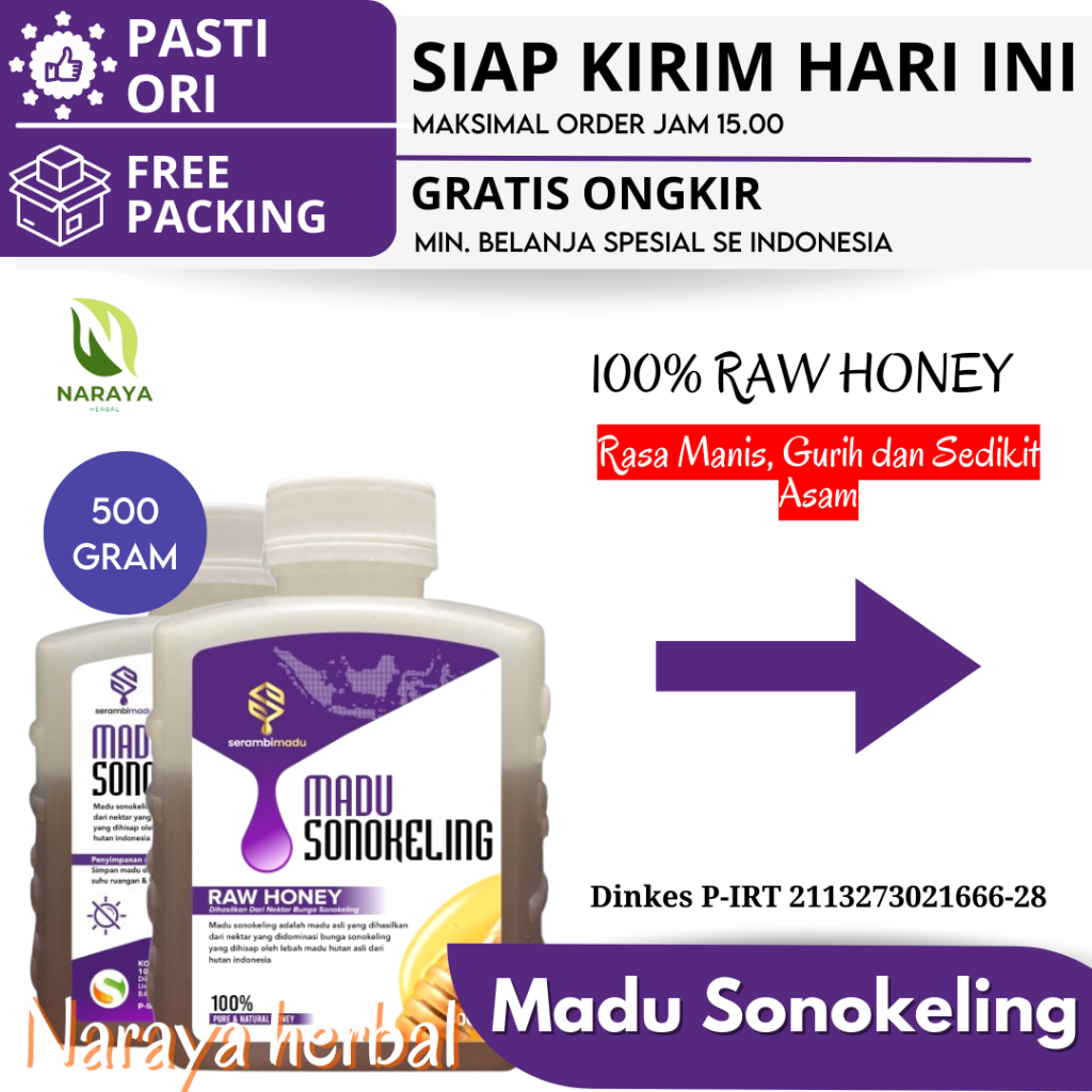

Madu SONOKELING Asli 100% Murni Raw Honey 500 gr 1000 gr By Salmafood