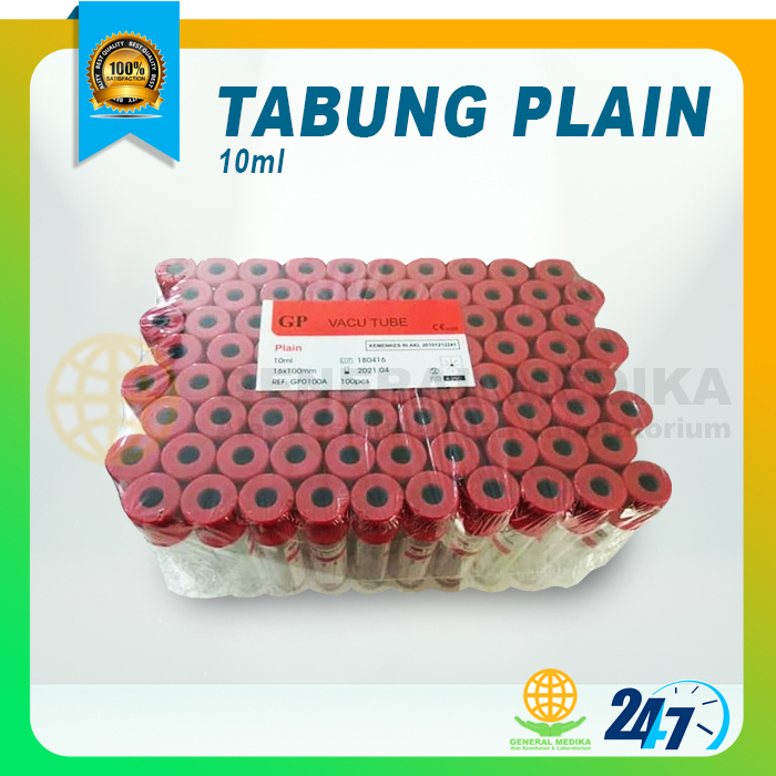 Tabung Plain 10ml Kaca GP | Vacutainer Tube 10 ml