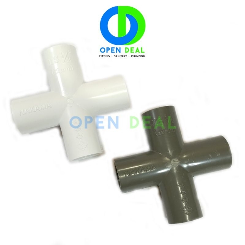 Tee Cross PVC 1/2" / Straight Tee 4 Way 22mm NAKAMA JP / 4 Cabang