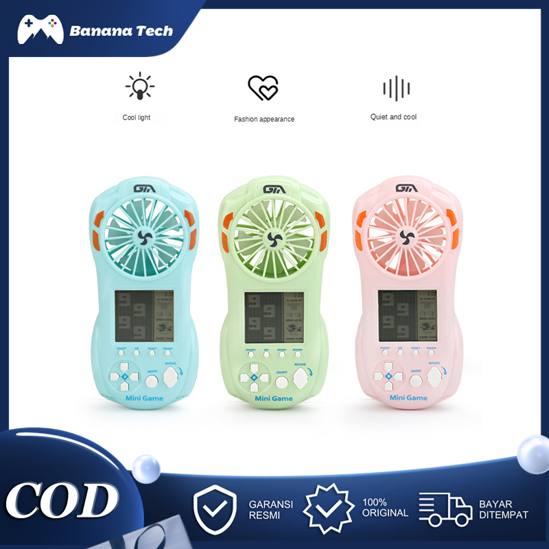 Mini Fan Portable Tetris Bricks Game Kipas Genggam Kecil Konsol Game Genggam Game Kecil
