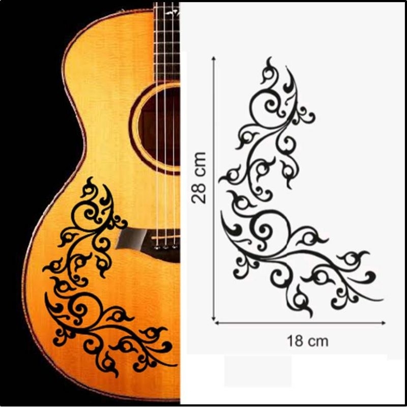 stiker cutting motif bunga untuk gitar akustik atau elektrik listrik custom yamaha Taylor gibson col