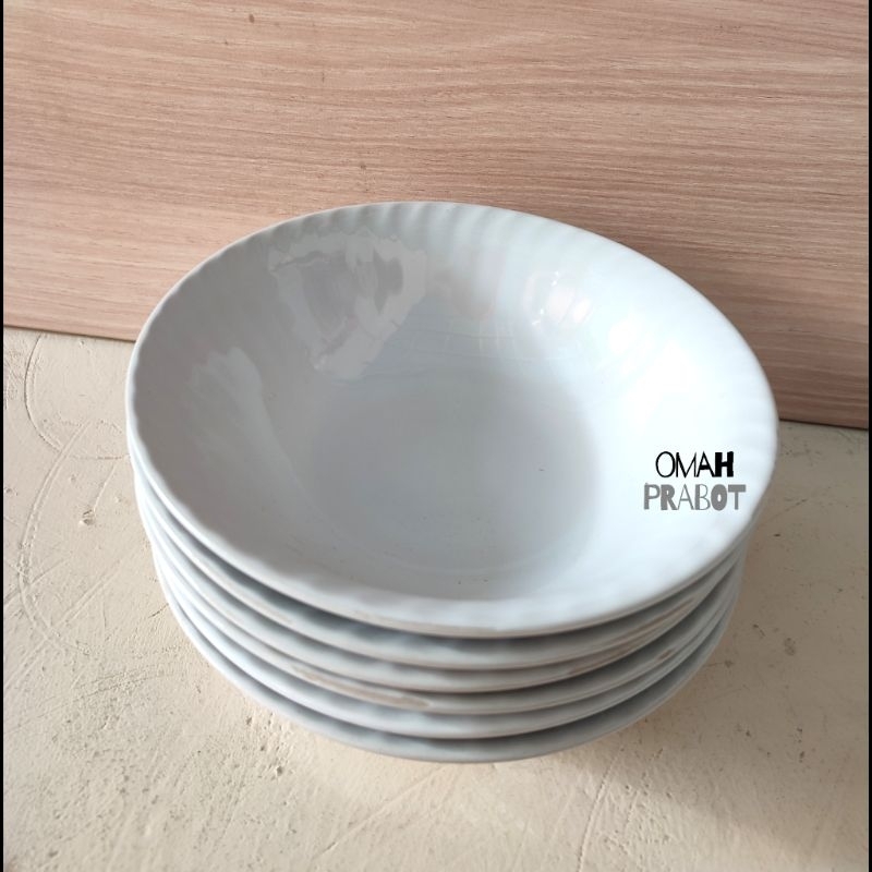 Omah Prabot - Mangkok Keramik Putih Polos Mangkok Putih setengah lusin 6 pcs