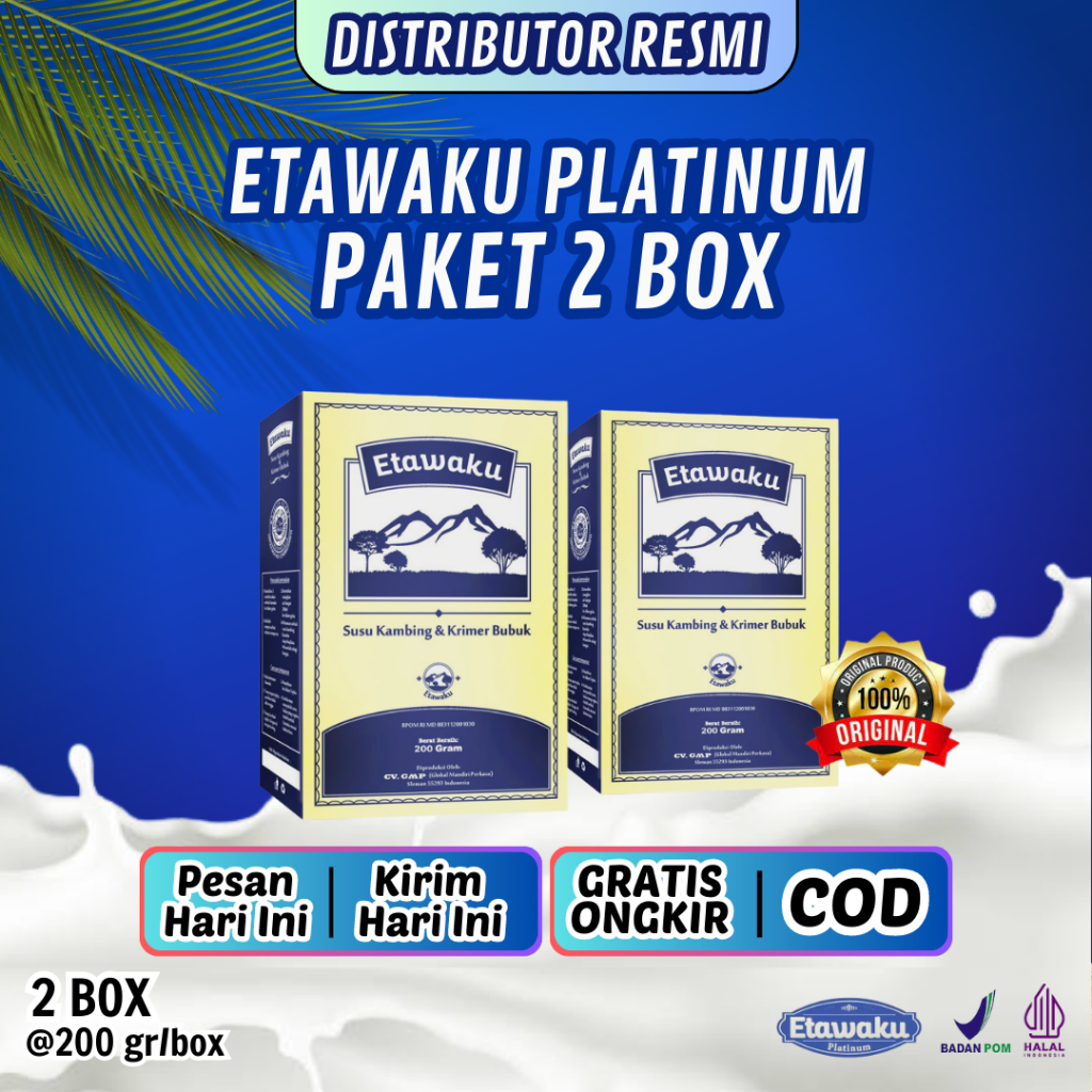 

Susu Kambing Bubuk Etawaku Platinum 2 box Original Tinggi Kalsium Rendah Gula