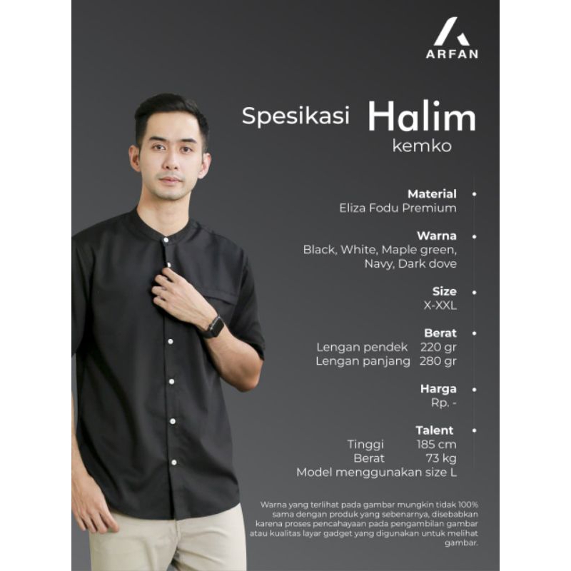 [SUDAH READY] Halim Kemko by Arfan/koko pendek dewasa/ready 19 Agustus/ORI ARFAN