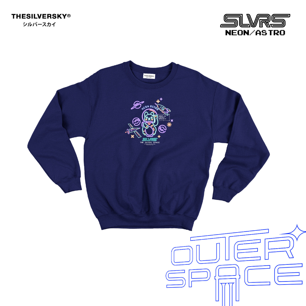 Thesilversky Neon Astro Navy Crewneck Sweater Premium