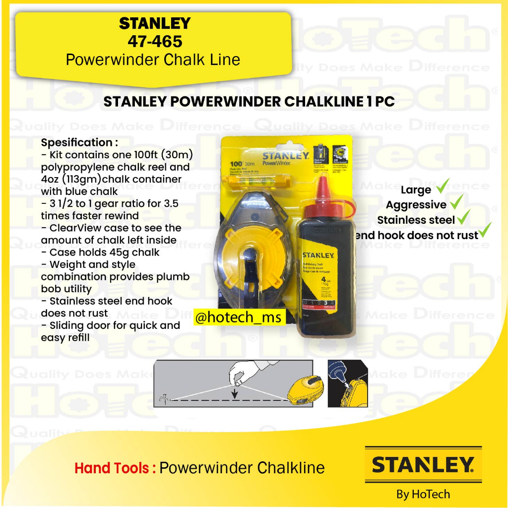 

STANLEY Hand Tools | Powerwinder Chalk line | Kapur Tulis Refill