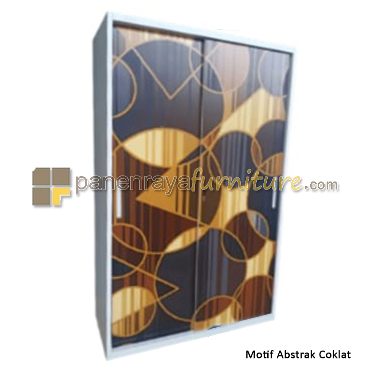 L Lemari Pakaian Besi 2 Pintu Kecil Sliding Tanpa Cermin 90x50x185