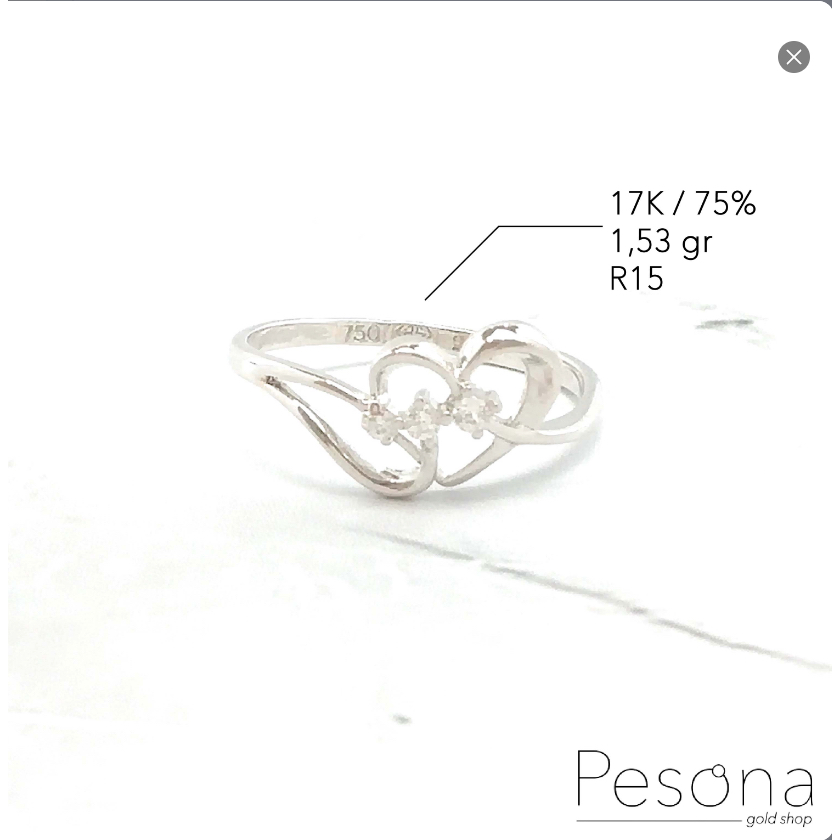 CINCIN EMAS PUTIH MODEL DOUBLE LAYERS VC R14 | 17K | 2,93 gram