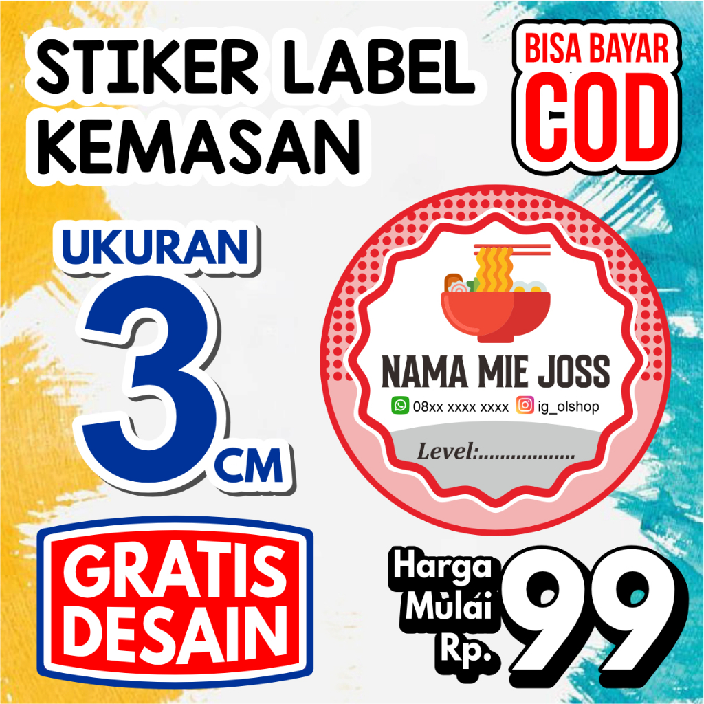 

3 CM STIKER LABEL / STIKER KEMASAN / OLSHOP / STIKER MAKANAN / STIKER MINUMAN/ CHROMO TERMURAH