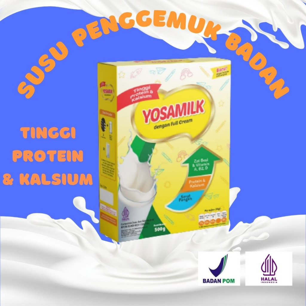 

YOSAMILK Susu Premium Penggemuk Badan, Penambah Berat Badan, Peninggi Badan 500 gr