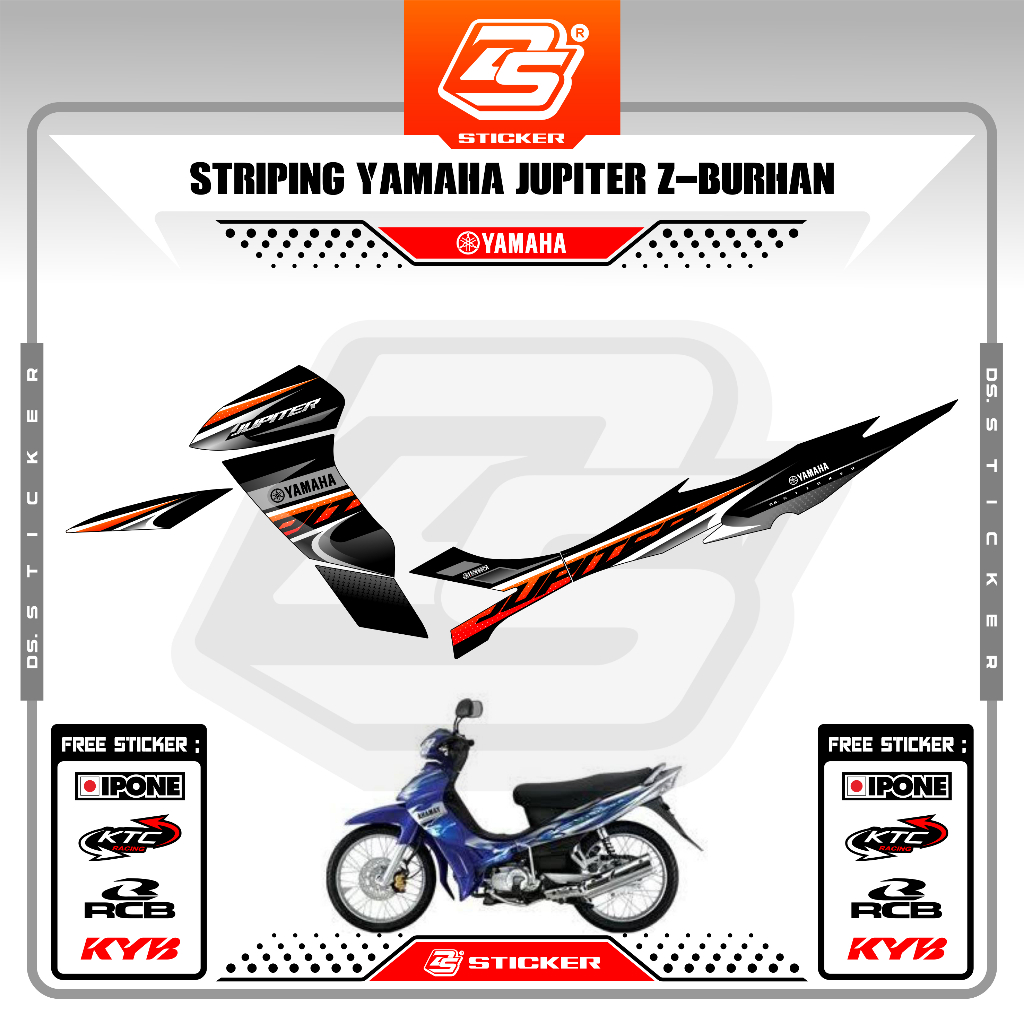 Sticker striping motor jupiter z burhan Decal Striping Jupiter Z Burhan Premium Racing DS001