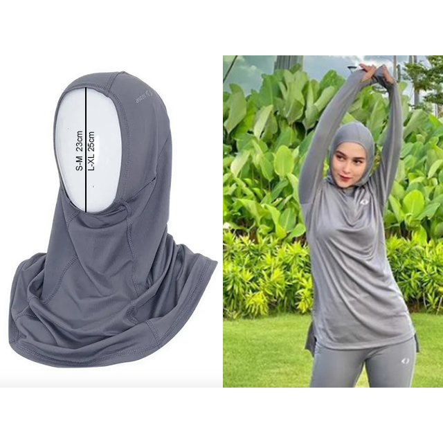 Jilbab Astec Amani Hijab Sport Women Grey Original *BEST SELLER