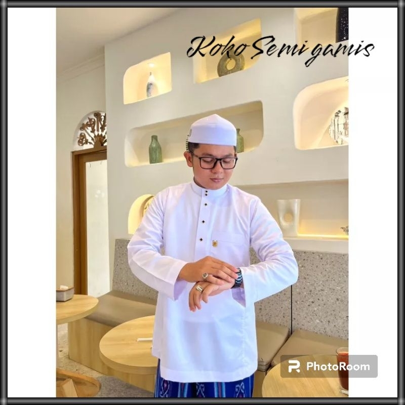 Baju Koko Pria Dewasa Lengan Panjang Motif Polos Semi Gamis Berkualitas