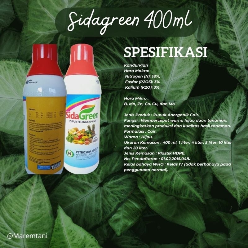 Sidagreen pupuk cair pupuk pelengkap cair pupuk urea kalium fosfor hara mikro