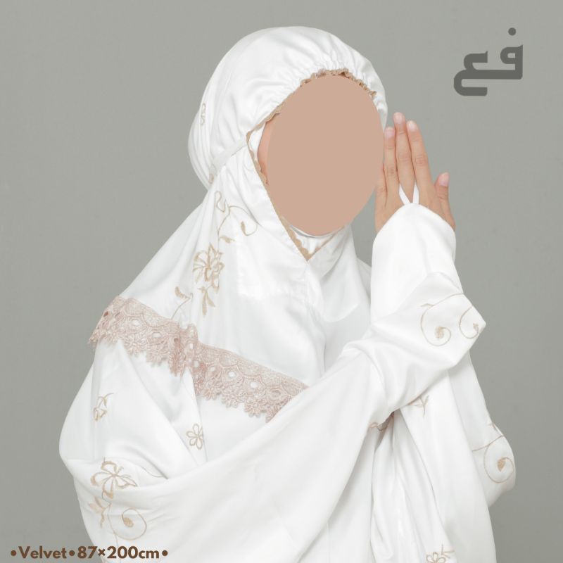 Mukena terusan sutra satin velvet bordir Vanila carini
