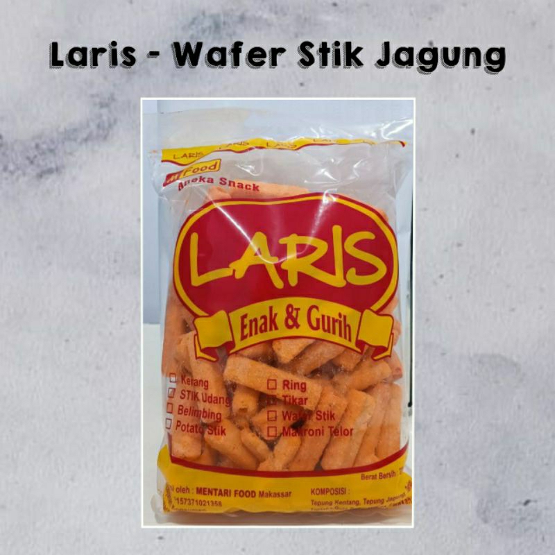 

SNACK CAMILAN LARIS WAFER STIK JAGUNG (BERAT 250 GRAM) / WAFER STICK JAGUNG