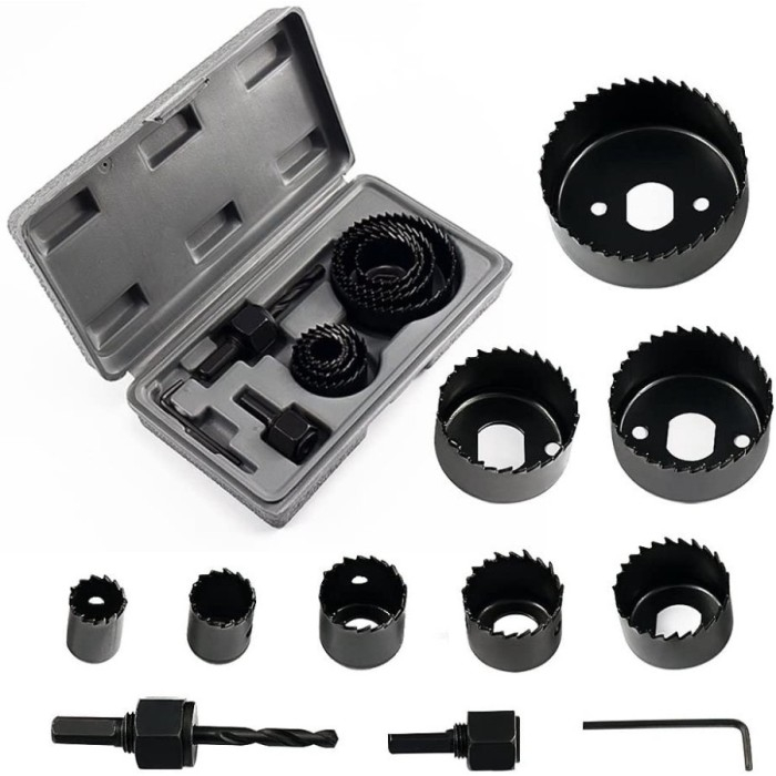 Mata Bor Holesaw Hole Saw Gromet ½, ¾, 1 dan 1¼ inch Pipa PVC Kayu Gypsum Hidroponik Set 13 Pcs