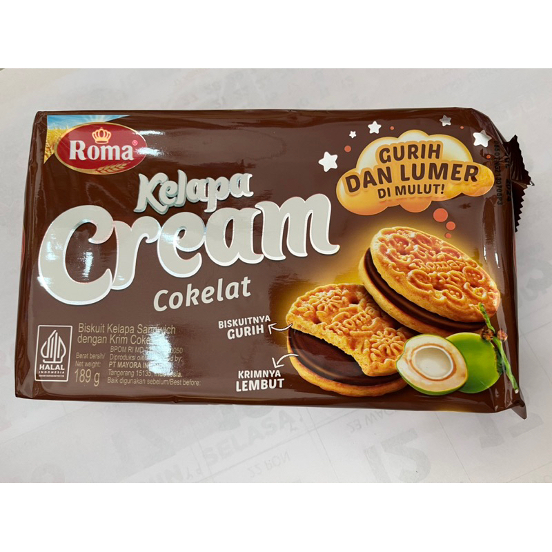 

Roma Kelapa Cream Cokelat / Biskuit Kelapa Sandwich dengan Krim Cokelat