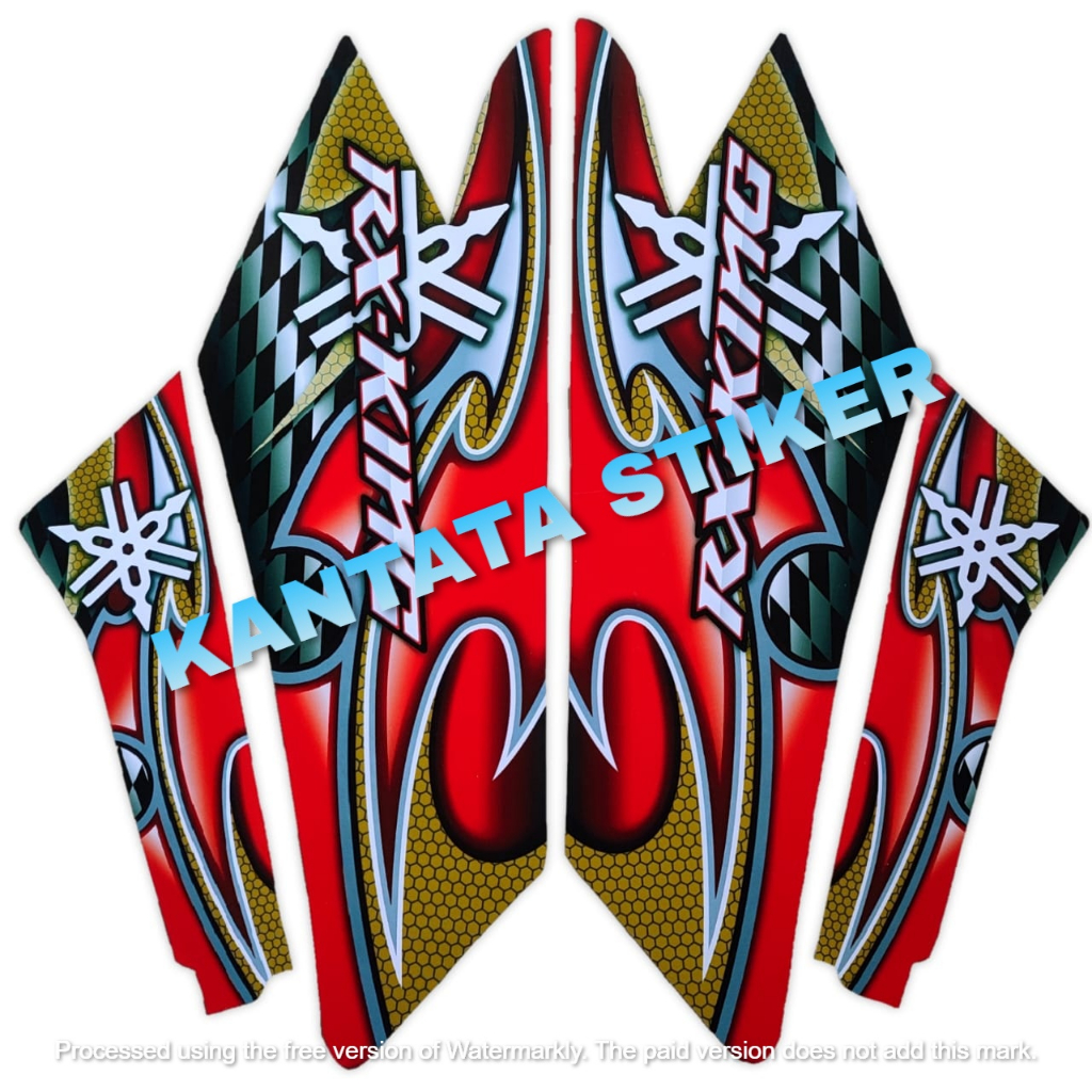STIKER STRIPING LIS BODY MOTOR YAMAHA RX KING VARIASI MERAH GOLD SEPASANG STANDAR FULL SET